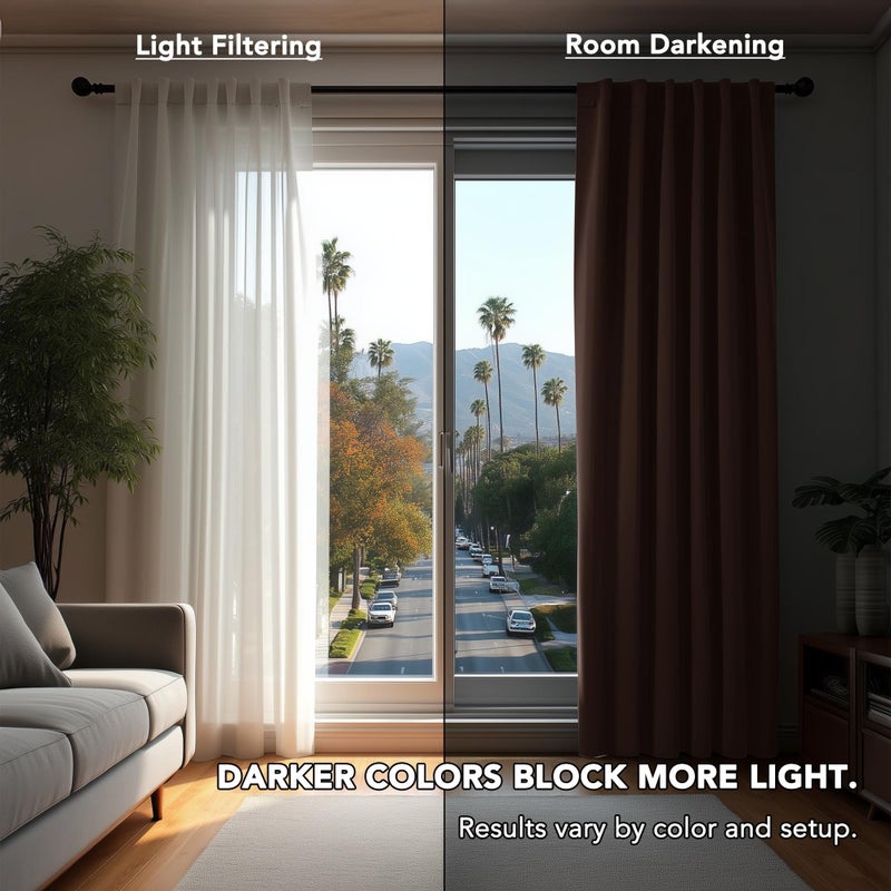 Deconovo Blackout Curtains for Kitchen Window, Back Tab and Rod Pocket Curtains, Set of 2 Panels, Room Darkening Curtains (52W x 45L Inch, Chocolate) - Image 3